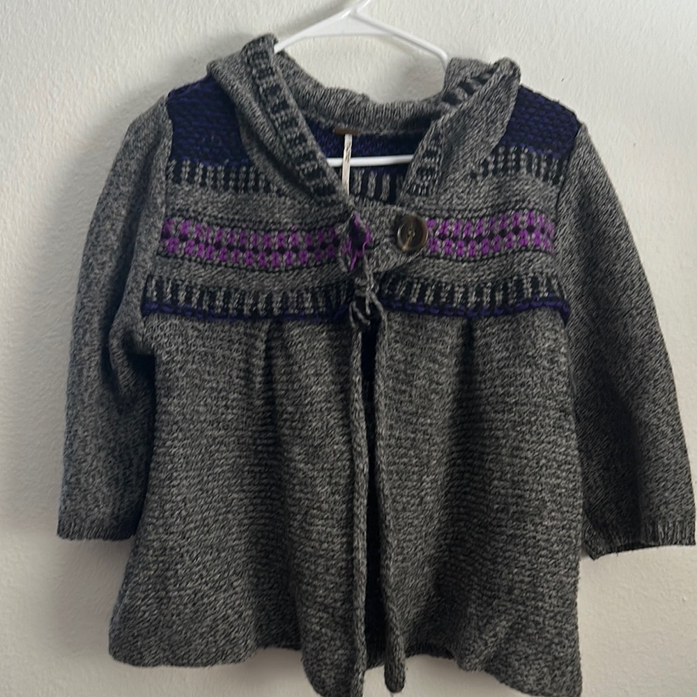 Free people grey hooded cardigan sweater